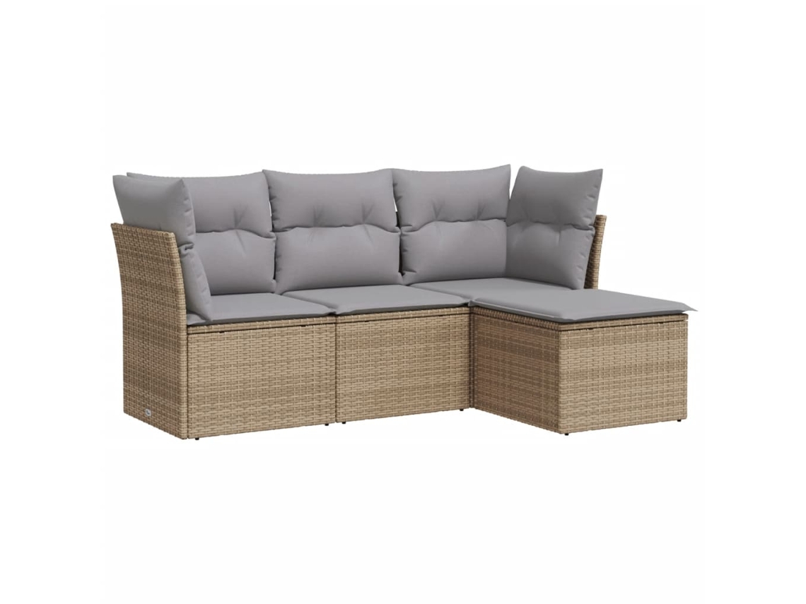 Maison Exclusive - Juego De Sofás Jardín Con Cojines 4 Pzas Ratán Sintético Beige