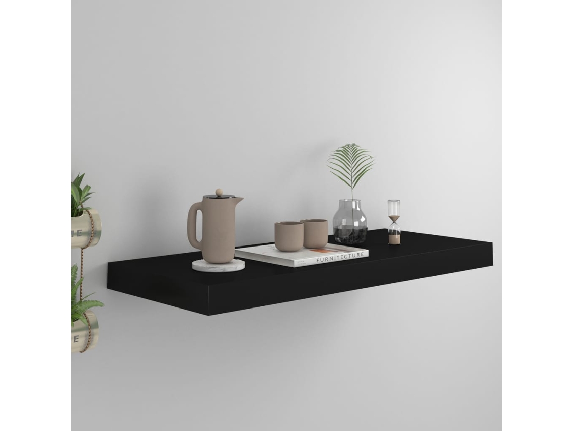 Estante de pared suspendido 60x23,5x3,8 cm MDF negro Dkd Home Decor