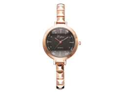 Reloj De Pulsera De Cuarzo Para Mujer Lvpai Con Brazalete De Aleación En Oro Rosa Y Negro.