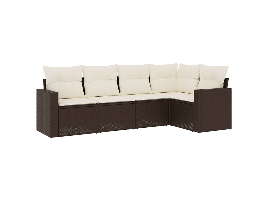 Maison Exclusive - Set Comedor De Jardín 5 Piezas Y Cojines Ratán Sintético Marrón