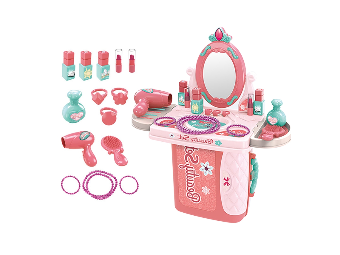 2026 Juego De Maquillaje Plástico 3 En 1 Maleta Roja Mesa De Maquillaje Juguete Para Niños Mayores De 3 Años