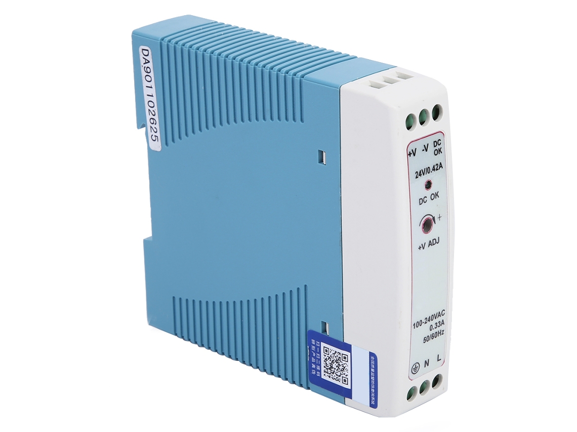 Fuente De Alimentación Industrial Para Riel Din De 10 W, 24 V, 0,42 A, Con Protección Contra Sobrecarga Y Estabilidad.