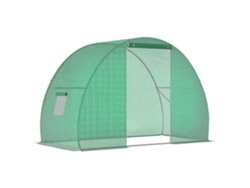 Invernadero Túnel 1.5x3x2m Acero Pe Puerta Ventanas Verde