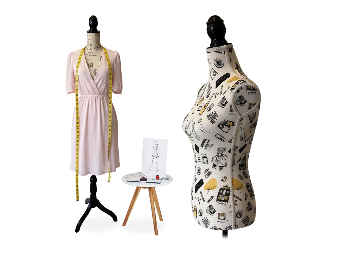 Relaxdays Manequim Feminino, Tam. 36/38, Alt. Ajustável 160–175 Cm, Suporte Madeira, Design Urbano, Creme/preto