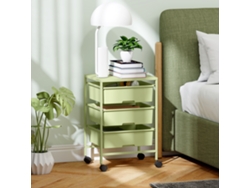 VPMKP - Homcom carrito auxiliar con ruedas cocina 3 niveles 3 cestas de almacenamiento estructura de acero para comedor/baño, 40,8x33,5x60,5 cm, verde