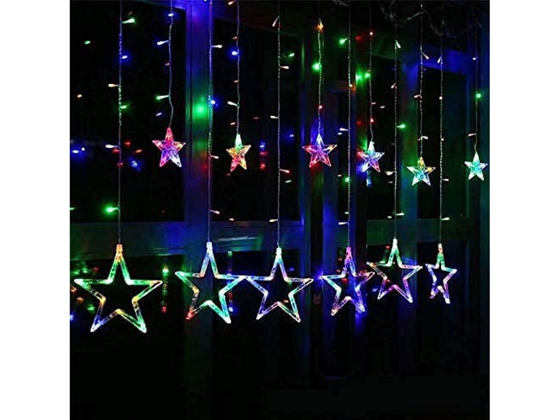 12 Star Led Fairy Lights Christmas Curtain 138 Leds 8 Modes Indoor Outdoor Party Decoration Wedding Garden Varanda 
