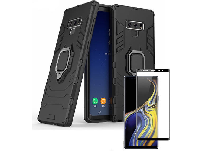Kit Carcasa y Protector Cristal 5D Samsung Galaxy Note 9 Military Defender Negro