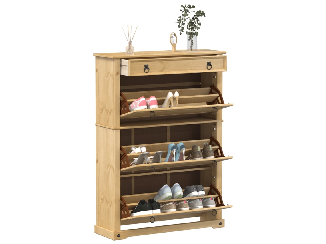 Mueble Zapatero | Armario Zapatero Corona Madera Maciza De Pino 99x32x138 Cm