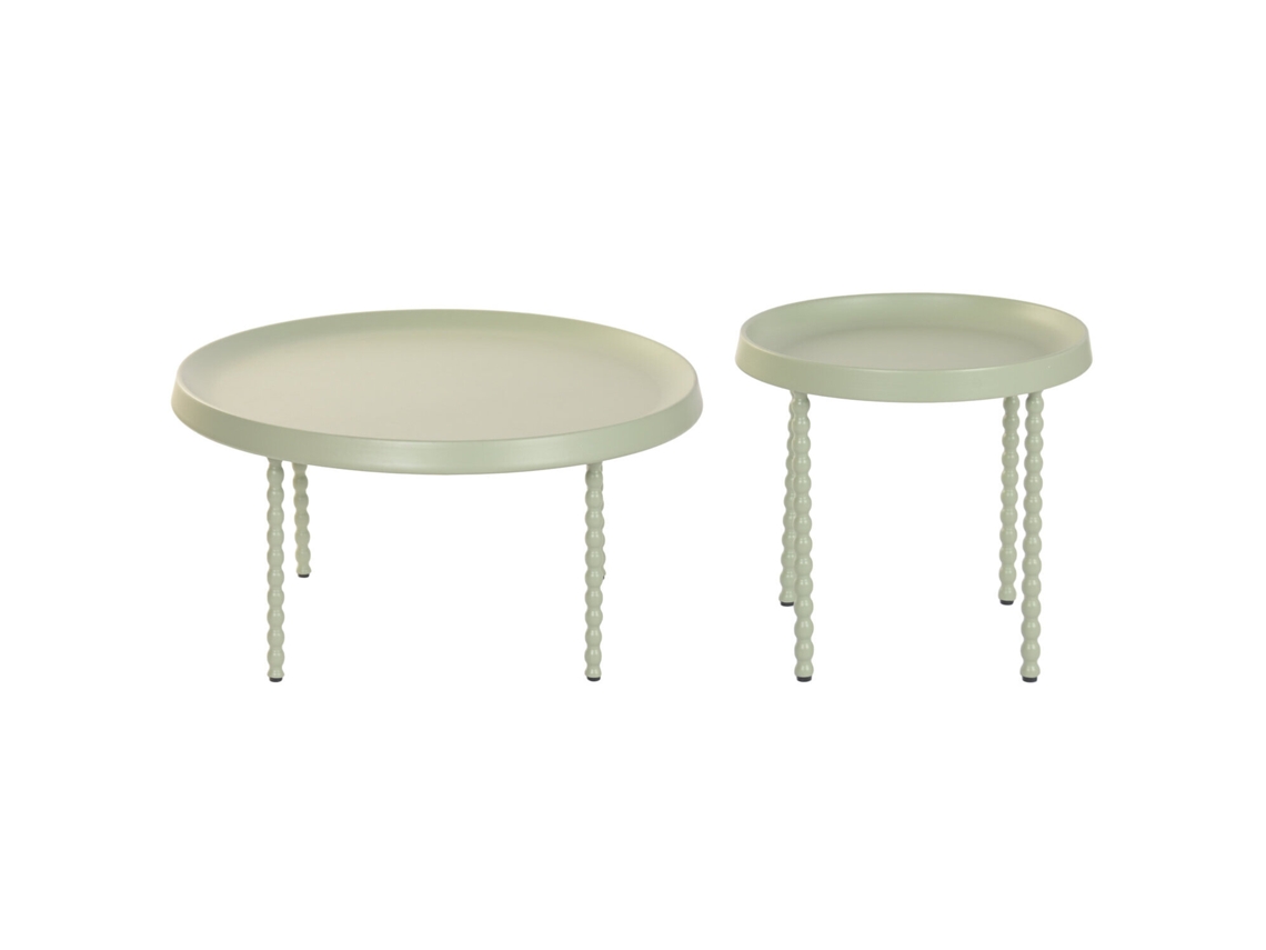 Set 2 Mesita Auxiliar Metal Bolas 75x75x39cm