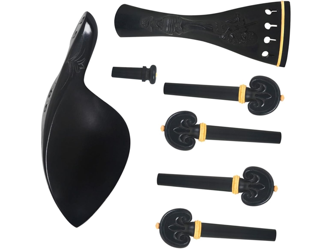 Kit De Reparación De Violín Que Incluye Cordal, Clavijas, Mentonera Y Botón...