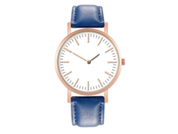 Reloj de pulsera de moda para mujer con correa de PU, esfera redonda y movimiento de cuarzo (azul)