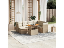 Conjunto de 8 sofás de jardín con cojines de mimbre beige Dkd Home Decor