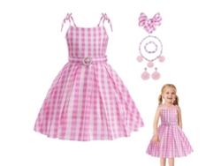 Vestido rosa de la princesa Rebe de Barbie para niñas, disfraz de cosplay, carnaval, Halloween, talla 120 (110-120 cm)