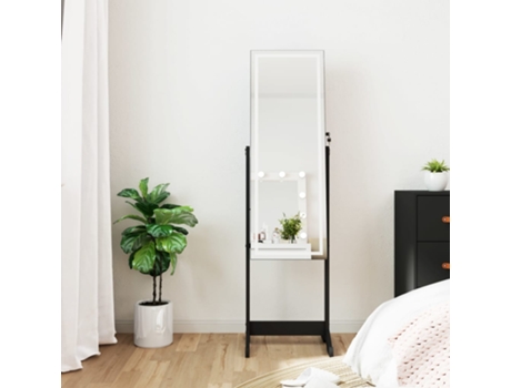 MAISON EXCLUSIVE Espejo de pie con joyero y luces LED negro