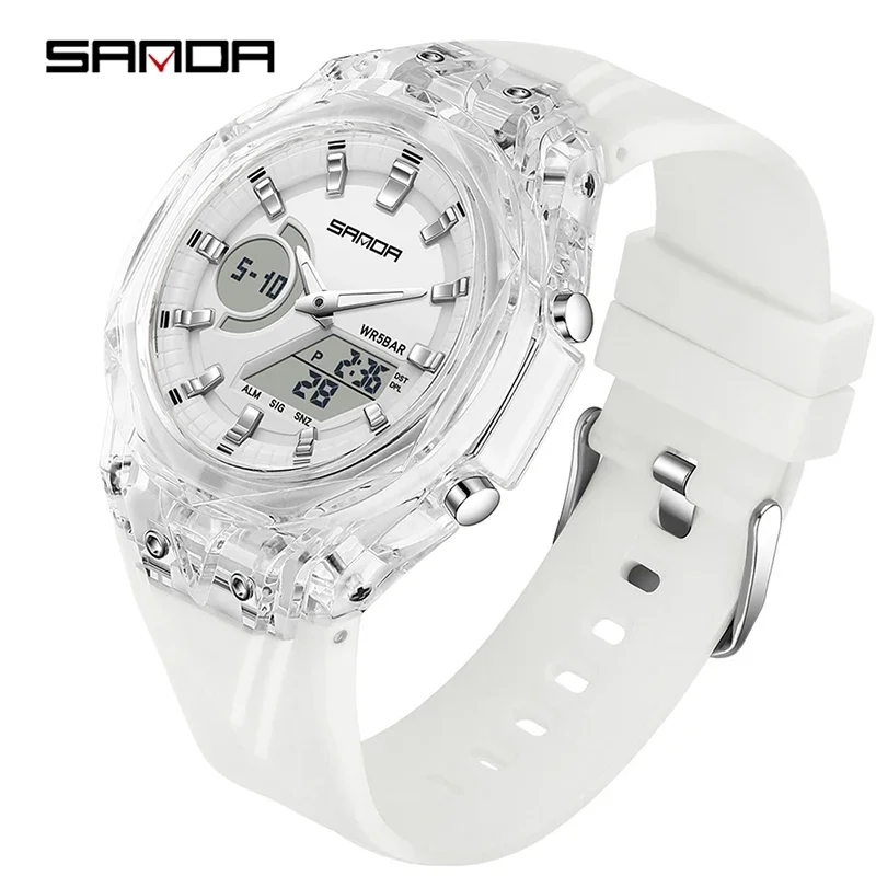 Reloj Electrónico De Cuarzo Para Hombre (blanco) Con Estilo, Doble Pantalla, Alarma Luminosa, Deportivo Y Resistente Al Agua.