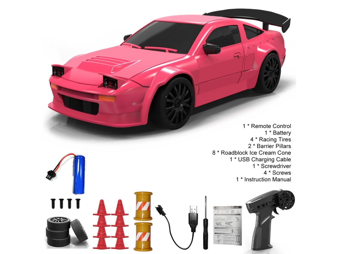 Coche Teledirigido 4x4 A Escala 1:24 De 2,4 Ghz Con Luces Led Y Neumáticos De Competición - Juguete Para Niños Y Niñas.
