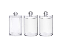 3 Unidades De Portaalgodones Y Bastoncillos Transparentes Con Tapa, Dispensador De Almacenamiento Para Baño Y Maquillaje
