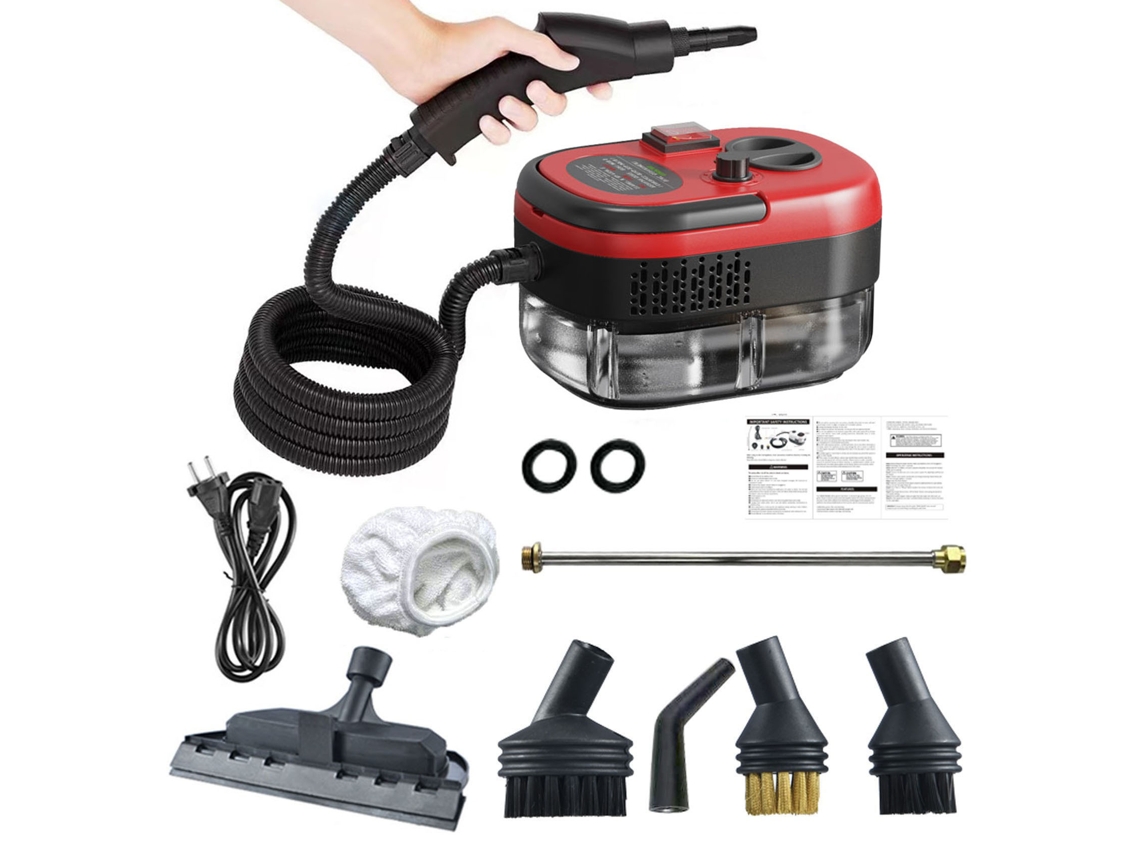 Limpiador Vapor Presurizado 2500w Alta Temperatura,1200ml Tanque Grande (rojo) Chrui