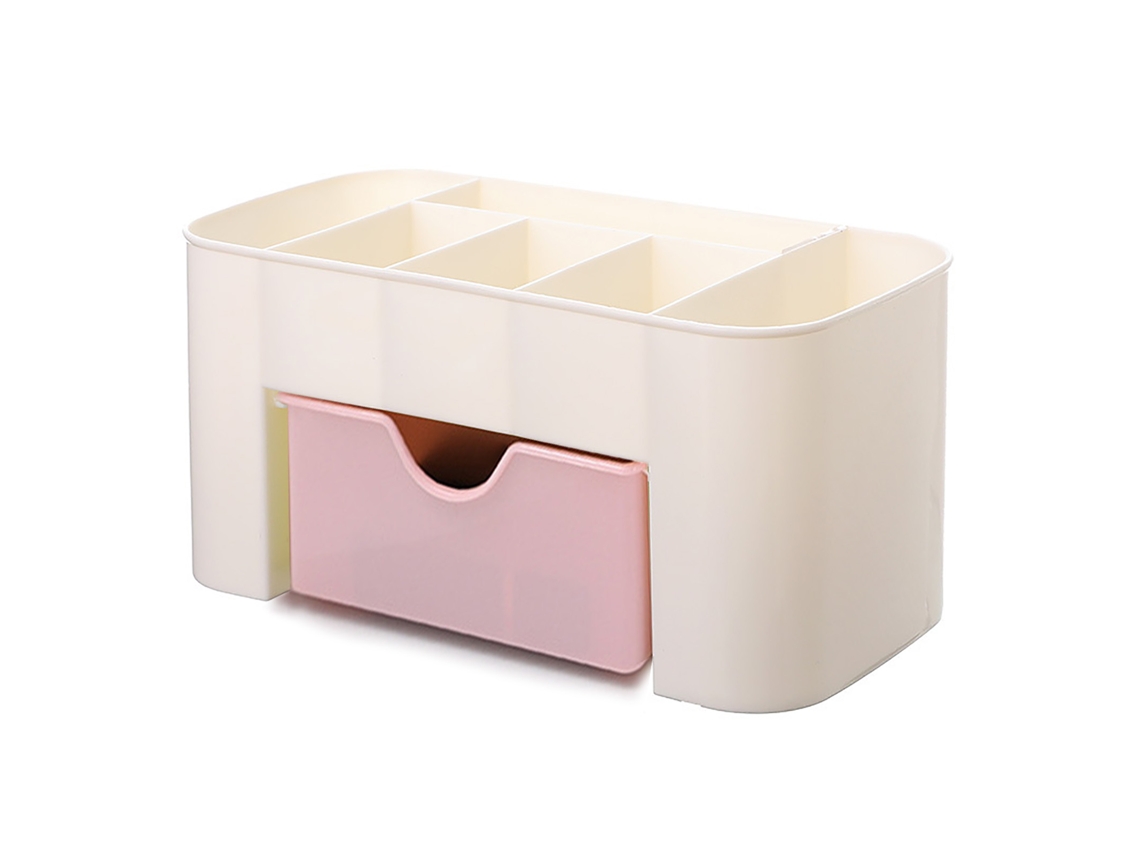 Organizador Multifuncional De Plástico Rosa Claro Para Cajones De Escritorio, Ideal Para Maquillaje Y Joyas.