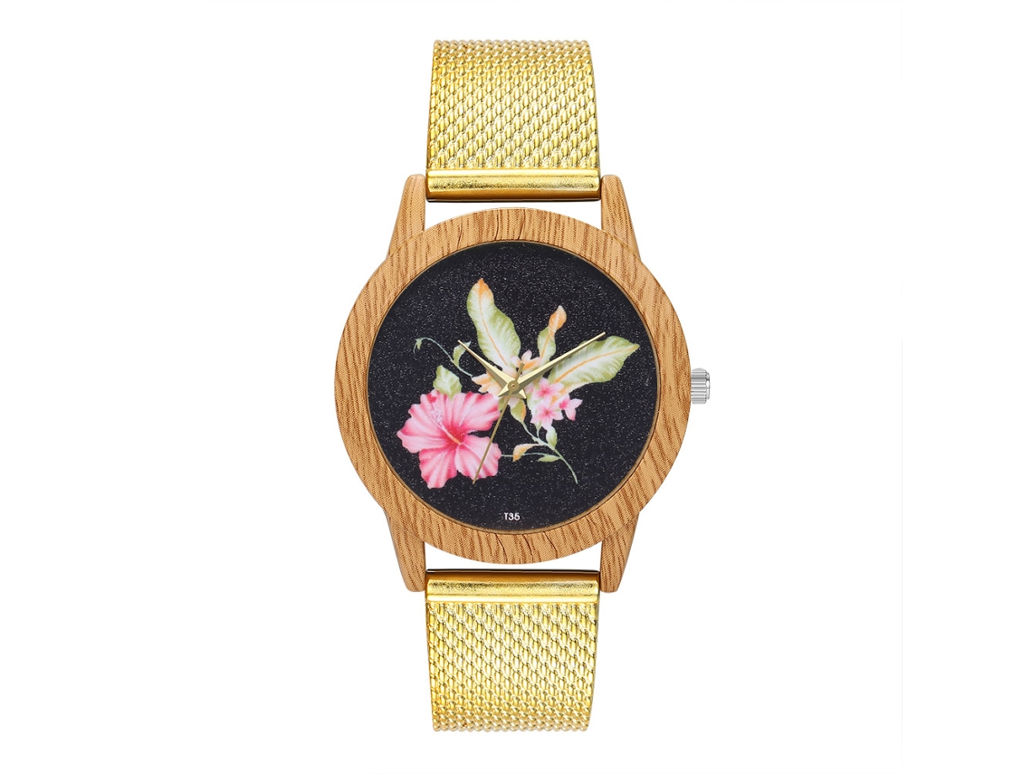 Reloj De Pulsera Analógico De Cuarzo Con Correa De Malla Para Mujer Y Hombre Oro
