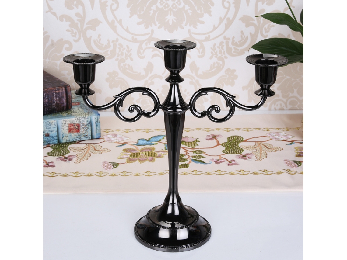 Candelabro De Tres Cabezas Negras, Adorno De Estilo Europeo Para Cenas A La Luz De Las Velas, Restaurantes, Hoteles Y Decoración Del Hogar.