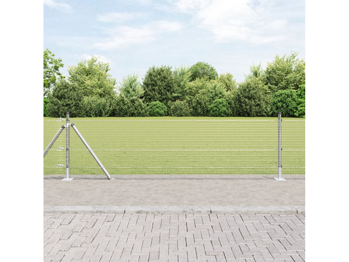 Cerca de alambre soldado con 7 postes con bridas de 0,4 x 10 m, de acero galvanizado, Lovely Home