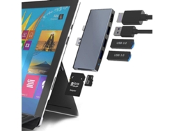 Concentrador Usb 6 En 1 Para Surface Pro 4/5/6: Sincronización De Datos Instantánea Y Escalable Con Hdmi 4k Y Lector De Tarjetas (gris)