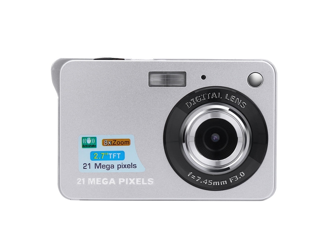 Cámara digital SZSMART con pantalla HD de 21 MP con detección de rostro antivibración (Plata)