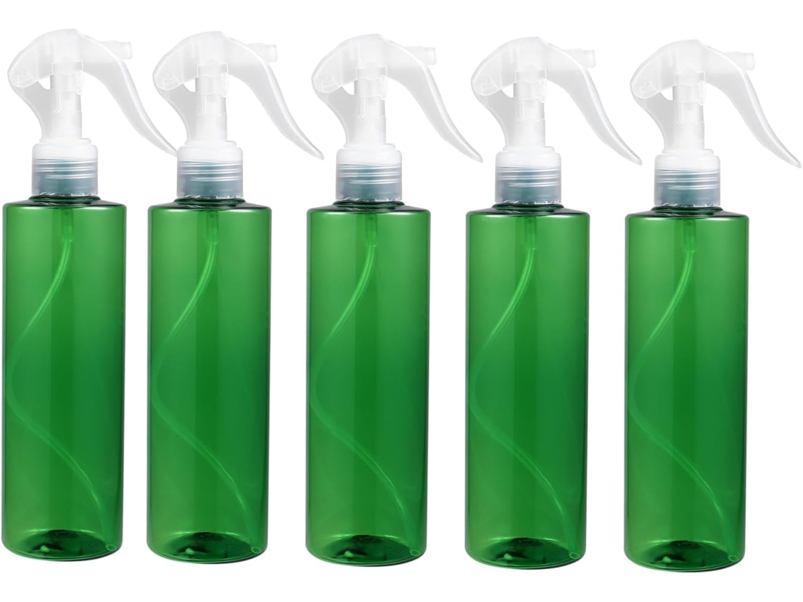Juego De 5 Frascos Cosméticos Vacíos De 250 Ml, Tamaño Pequeño, De Plástico Verde Y Transparente.