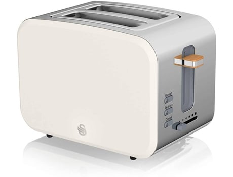 Swan Nordic Tostadora 2 rebanadas 900w blanco pan ranura ancha 3 funciones 6 niveles de diseño moderno acero inoxidable tirador efecto st14610 900