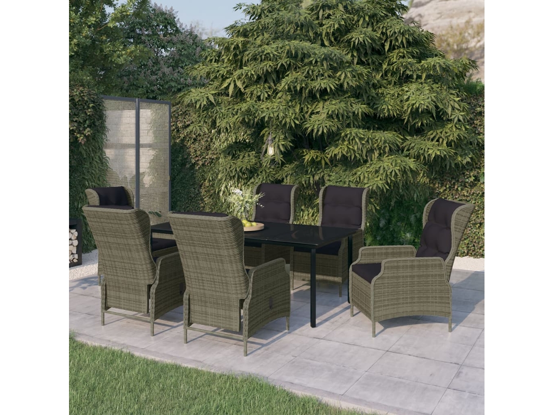 Juego de comedor de jardín de 7 piezas marrón Dkd Home Decor