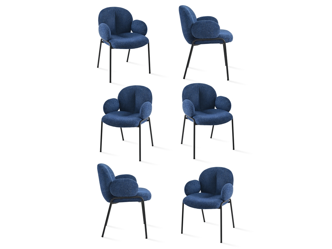 Sillas De Comedor Goeurvant 1235(pack De 6, Azul, Chenilla)