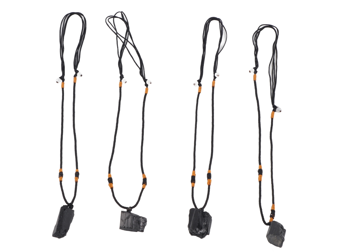 2026-4 Piezas Colgante De Turmalina Collar Para Suéter Cadena Ajustable Cordón Tela Accesorio