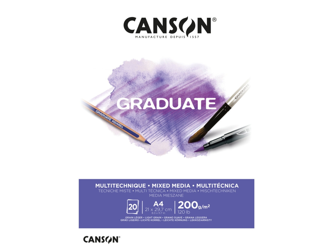 Bloc de Dibujo CANSON Graduate Mixed Media A4 200 G/M² 20 Hojas