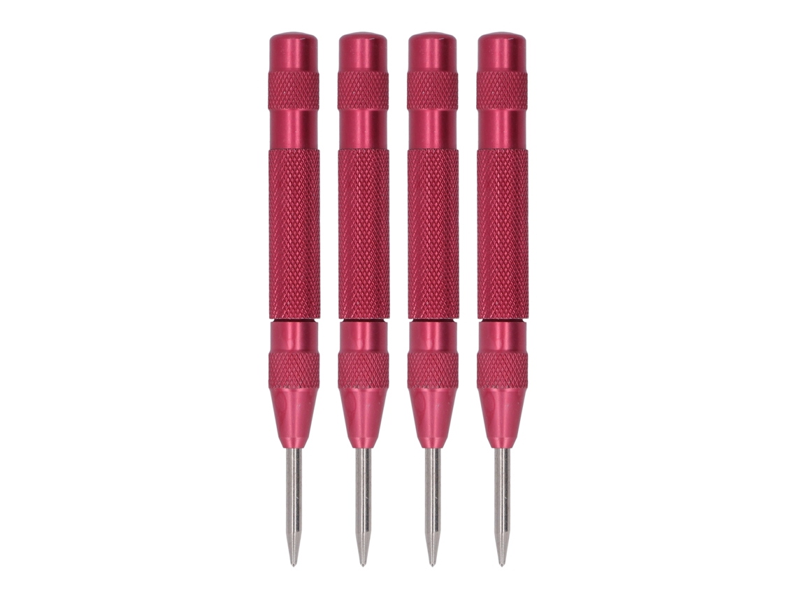Kit De 4 Punzones Centrales Automáticos De Acero De Alta Velocidad De 5 Pulgadas Para Instalación Y Mantenimiento, Color Rojo.