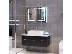 Armario De Pared Para Baño Con 2 Puertas Espejo,80x13,5x60 Cm,espejo Led De Alta Definición,iluminación Regulable,enchufe,blanco
