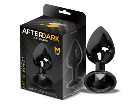 Plug Anal Metálico Con Joya Color Negro Talla M AFTERDARK