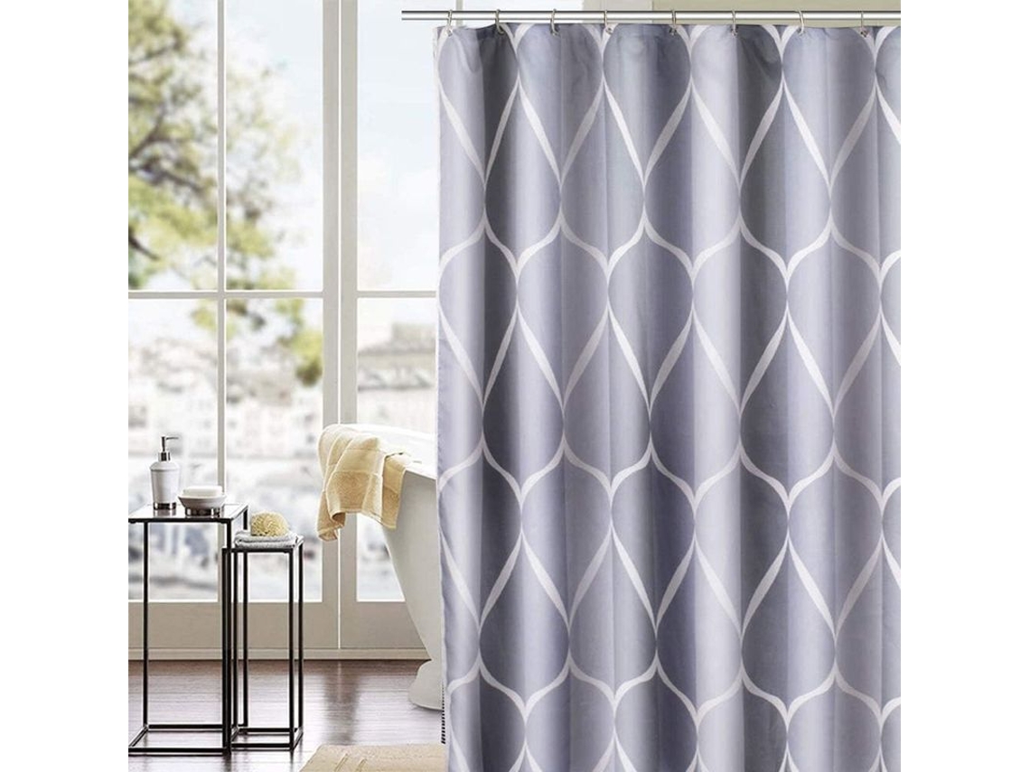 Cortina de ducha Linjou 2026 impermeable y antimoho de poliéster con 12 ganchos antioxidantes, 180x200cm para baño o bañera.