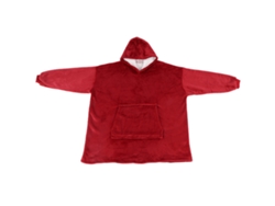 Manta grande de forro polar con capucha y bolsillo, ropa de abrigo, talla única, roja.