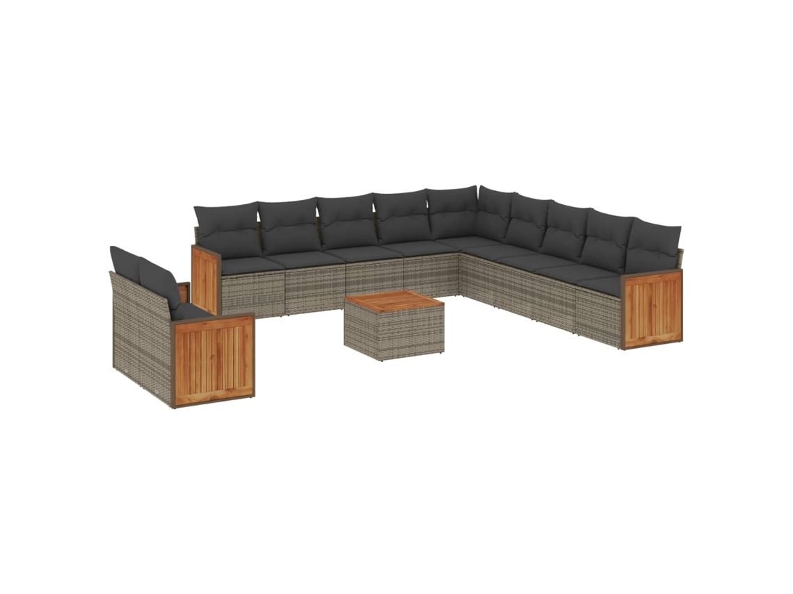 Maison Exclusive - Set De Sofás De Jardín 12 Pzas Con Cojines Ratán Sintético Gris