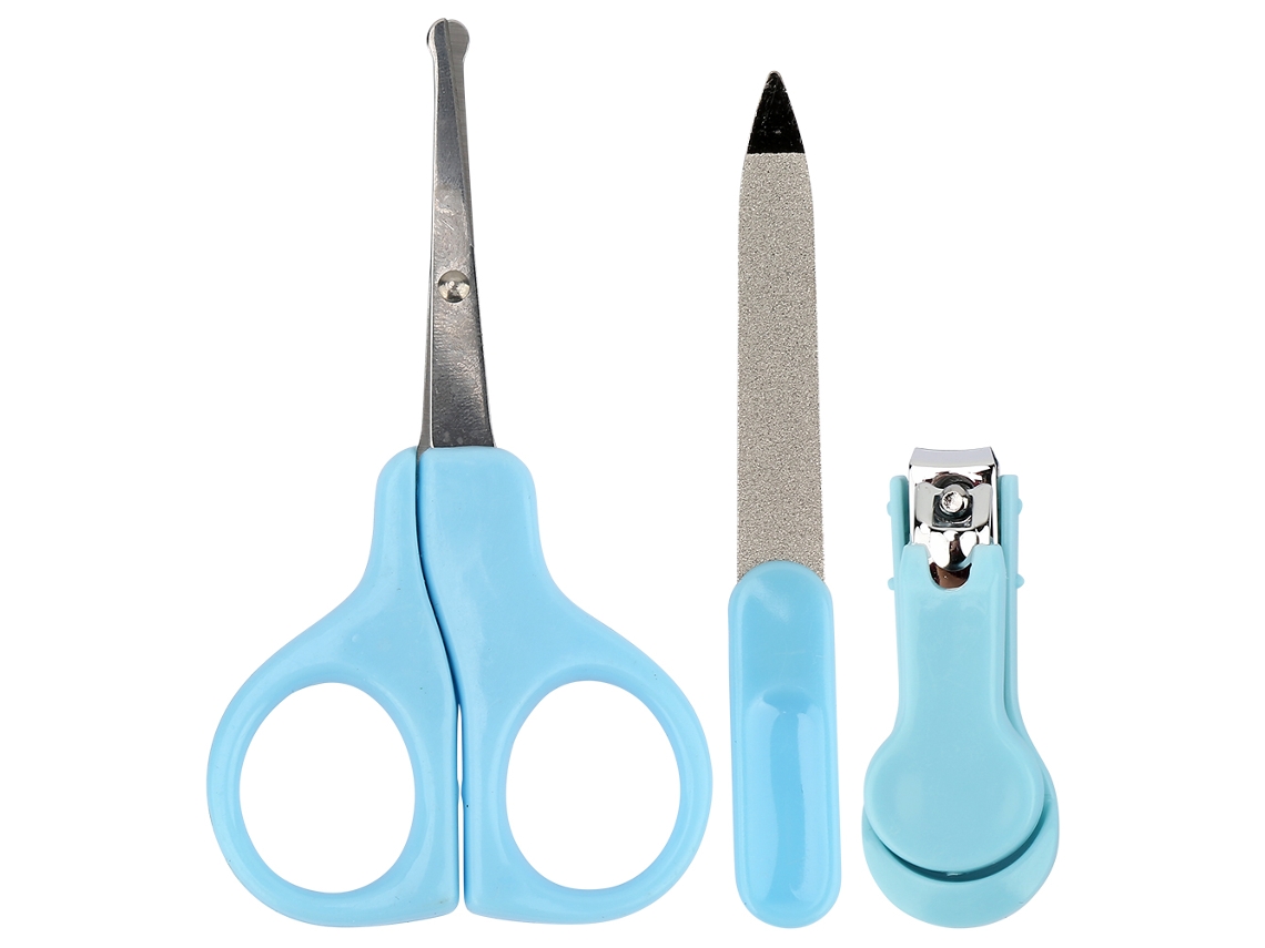 Juego De 3 Piezas: Cortaúñas Para Bebé, Tijeras Y Lima De Uñas Antideslizante - Azul