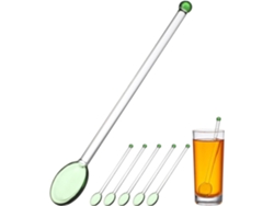 Juego De 6 Cucharas De Cóctel De Cristal Con Adorno En Forma De Corazón Y Agitadores Reutilizables.