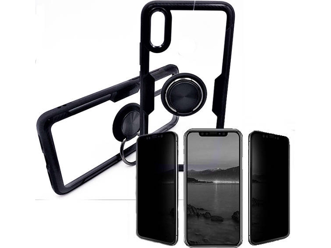 Kit Carcasa y Protector Privacy Huawei P30 Clear Armor Negro