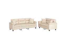 Maison Exclusive - Juego De Sofás Con Cojines 2 Piezas Tela Microfibra Beige