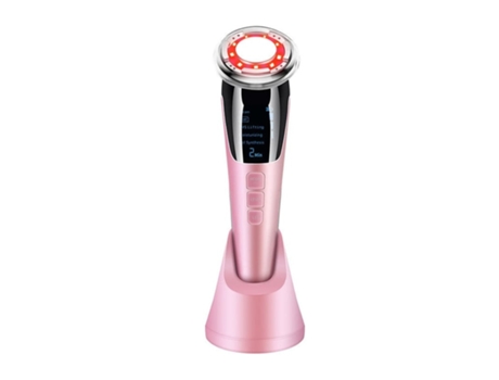 Masajeador facial Heat Cool Facial Squeeze Masajeador facial LED rojo/azul portátil 5 modos y 3 engranajes rosa AUJEZON