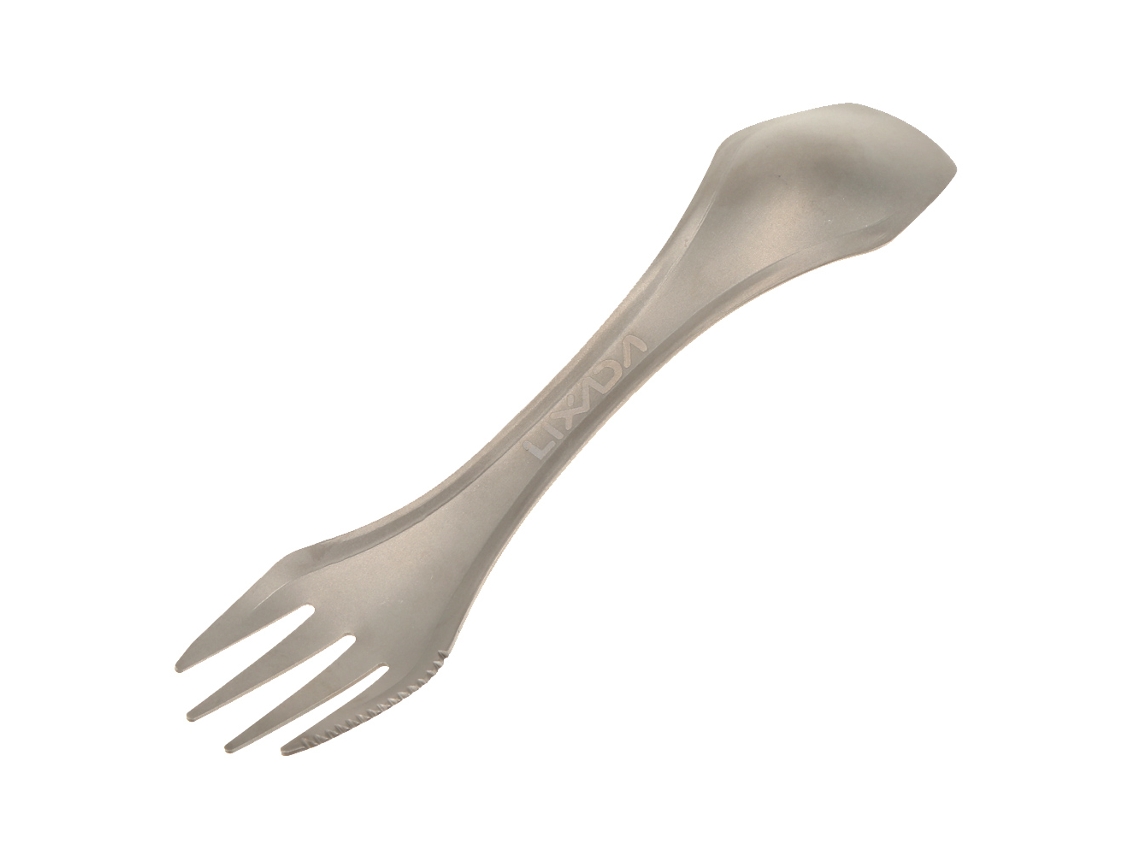 Tenedor, cuchara y cuchillo de titanio 100 % para camping y picnic, lijado