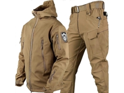 Conjunto De Chaqueta Y Pantalón Softshell De Camuflaje Con Textura De Piel De Tiburón Para Hombre, Impermeable Y Cortavientos, Grueso, Táctico Militar De Invierno.