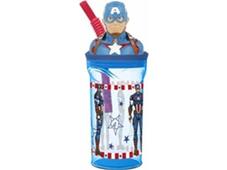 Jarrón Vengadores Capitan America Pajita Figura 3D 360 ml