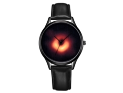 Reloj De Pulsera De Cuarzo Sencillo De Aleación De Pu Para Hombre Con Decoración Negra.