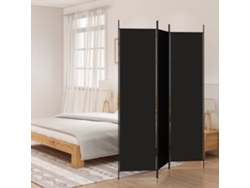 Biombo Divisor De 3 Paneles De Tela Negro 150x200 Cm